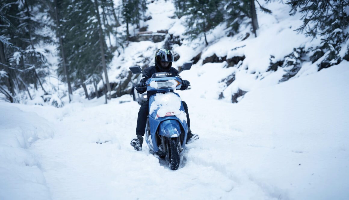 Sampat Jadhav Kinetic technician working on electric scooter testing and diagnostics