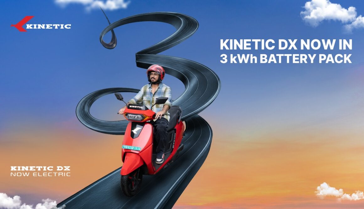 Kinetic DX electric scooter with 3.1 kWh battery upgrade and enhanced range.